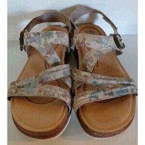 New Clarks San Interest Brynn Step  Sandals / Sand Floral COMFORT Womens  9.5 M